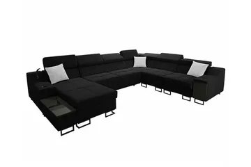 Galbally 5-sits Hörnsoffa NO_BRAND Black - Møbler - Sofaer - Sovesofaer - Langsgående sovesofa