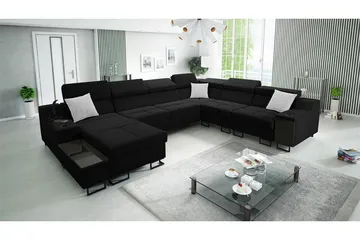 Galbally 5-sits Hörnsoffa NO_BRAND Black - Møbler - Sofaer - Sovesofaer - Langsgående sovesofa