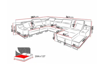 Galbally 5-sits Hörnsoffa NO_BRAND Black - Møbler - Sofaer - Sovesofaer - Langsgående sovesofa