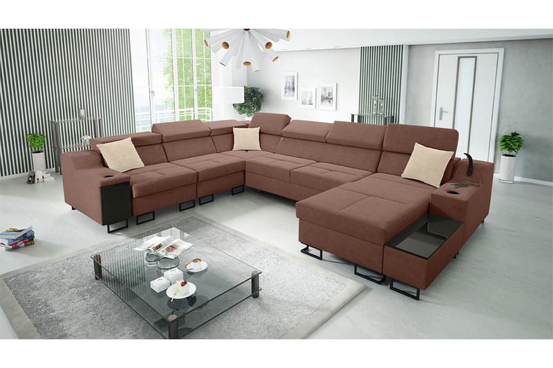 Galbally 5-sits Hörnsoffa NO_BRAND Brown - Møbler - Sofaer - Hjørnesofaer