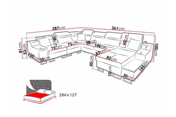 Galbally 5-sits Hörnsoffa NO_BRAND Brown - Møbler - Sofaer - Hjørnesofaer