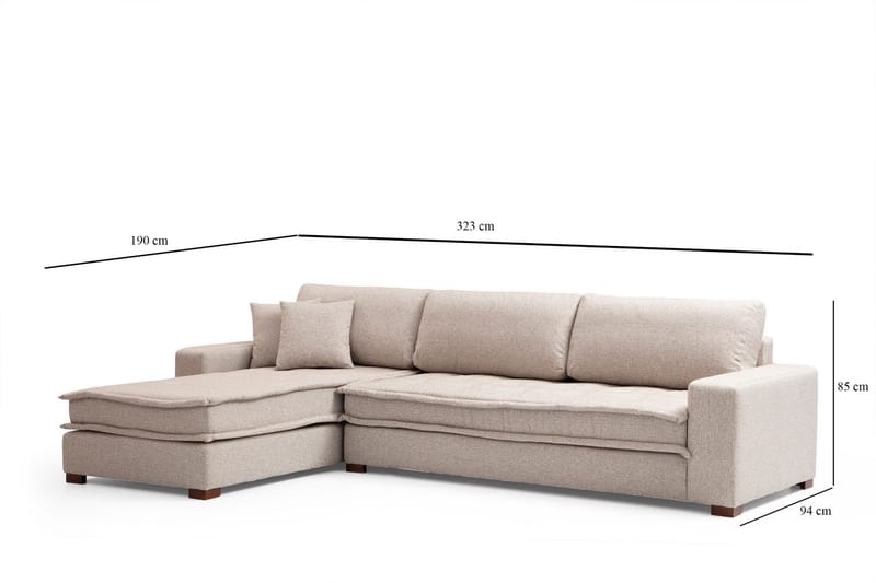 Gladfield Divansofa 3-seters - Beige - Møbler - Sofaer - Hjørnesofaer - Hjørnesofa med divan