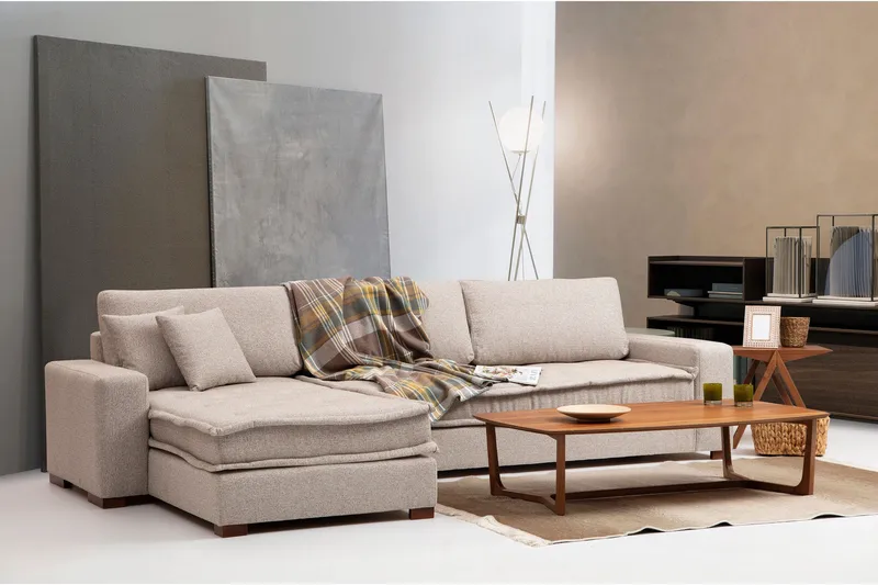 Gladfield Divansofa 3-seters - Beige - Møbler - Sofaer - Hjørnesofaer - Hjørnesofa med divan