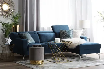 Glosli Hjørnesofa 220 cm - Blå - Møbler - Sofaer - Hjørnesofaer