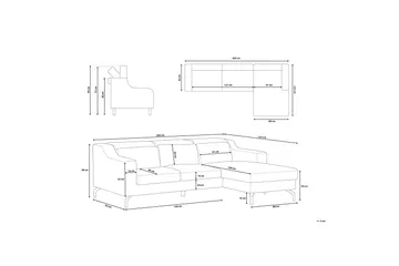 Glosli Hjørnesofa 220 cm - Blå - Møbler - Sofaer - Hjørnesofaer