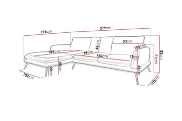Graystone 3-sits Hörnsoffa Dark blue - Møbler - Sofaer - Hjørnesofaer