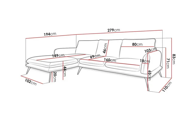 Graystone 3-sits Hörnsoffa Dark blue - Møbler - Sofaer - Hjørnesofaer