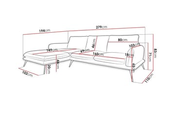 Graystone 3-sits Hörnsoffa Dark blue - Møbler - Sofaer - Hjørnesofaer - Hjørnesofa med divan
