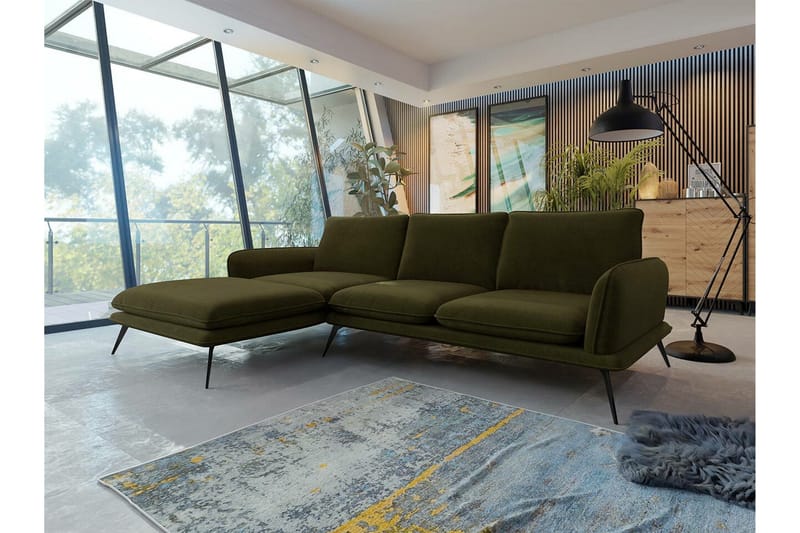 Graystone 3-sits Hörnsoffa Dark green - Møbler - Sofaer - Sofaer med sjeselong - 3 seters sofa med divan