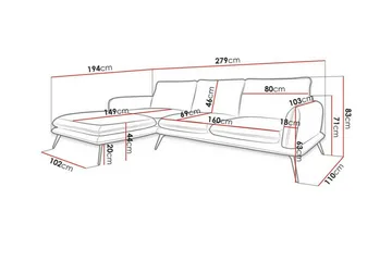 Graystone 3-sits Hörnsoffa Dark grey - Møbler - Sofaer - Hjørnesofaer