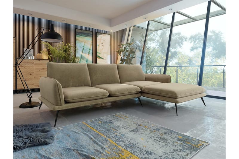 Graystone 3-sits Hörnsoffa Light Brown/Cream - Møbler - Sofaer - Hjørnesofaer - Hjørnesofa med divan