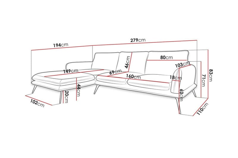 Graystone 3-sits Hörnsoffa Yellow - Møbler - Sofaer - Hjørnesofaer - Hjørnesofa med divan