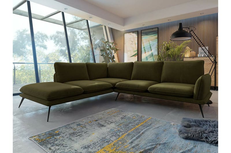 Graystone 4-sits Hörnsoffa Dark green - Møbler - Sofaer - Sofaer med sjeselong - 4 seters sofa med divan