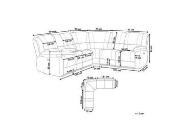 Hjørnesofa 5-seters justerbar grå ROKKE - Grå - Møbler - Sofaer - Reclinersofaer