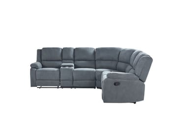 Hjørnesofa 5-seters justerbar grå ROKKE - Grå - Møbler - Sofaer - Reclinersofaer