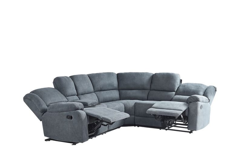 Hjørnesofa 5-seters justerbar grå ROKKE - Grå - Møbler - Sofaer - Reclinersofaer