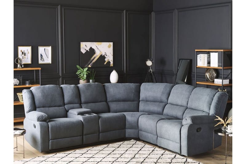 Hjørnesofa 5-seters justerbar grå ROKKE - Grå - Møbler - Sofaer - Reclinersofaer