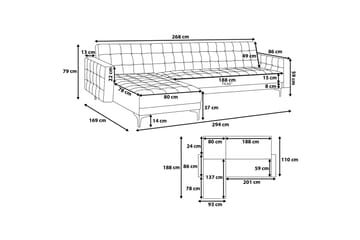 Hjørnesofa Aberdeen 267 cm - Brun - Møbler - Sofaer - Hjørnesofaer