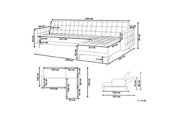 Hjørnesofa Aberdeen 267 cm - Brun - Møbler - Sofaer - Hjørnesofaer