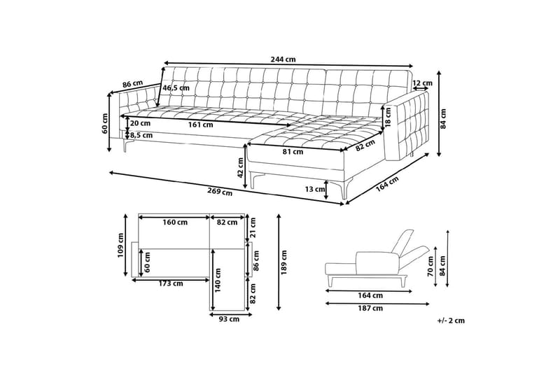 Hjørnesofa Aberdeen 267 cm - Brun - Møbler - Sofaer - Hjørnesofaer