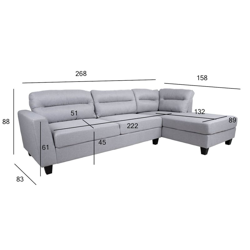 Hjørnesofa Asknor Høyre - Lys grå - Møbler - Sofaer - Sofaer med sjeselong