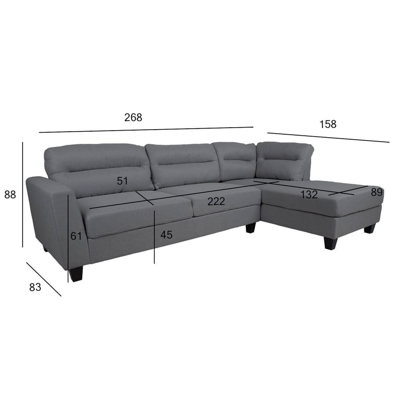 Hjørnesofa Asknor Høyre - Mørk grå - Møbler - Sofaer - Hjørnesofaer - Hjørnesofa med divan