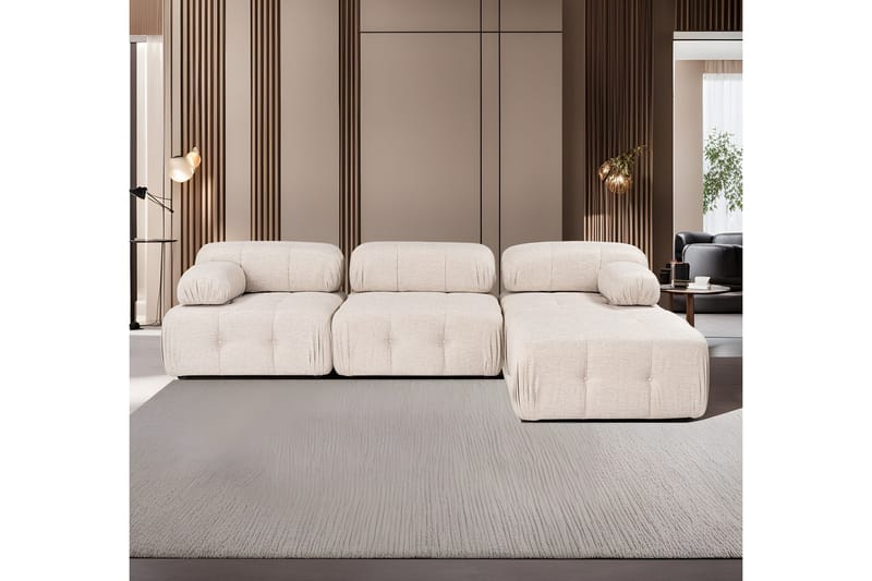 Hjørnesofa Belgin 3-sits - Lyse brun - Møbler - Sofaer - Sofaer med sjeselong - 4 seters sofa med divan