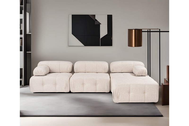 Hjørnesofa Belgin 3-sits - Lyse brun - Møbler - Sofaer - Sofaer med sjeselong - 4 seters sofa med divan