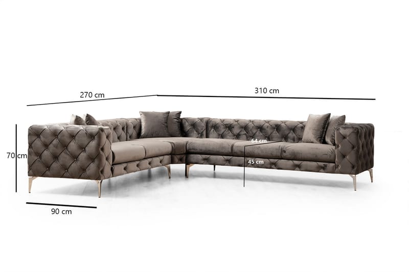 Hjørnesofa Canunda 6-seters - Antrasitt - Hjørnesofaer