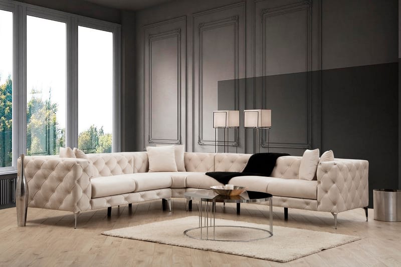 Hjørnesofa Canunda 6-seters - Beige - Hjørnesofaer