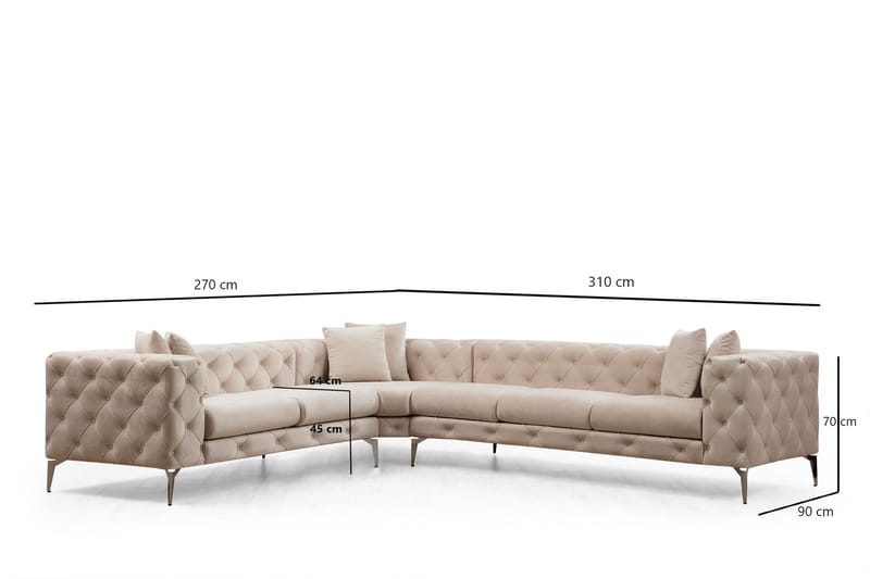 Hjørnesofa Canunda 6-seters - Beige - Hjørnesofaer