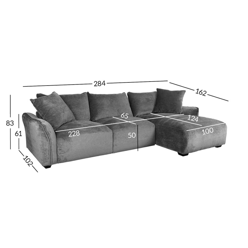 Hjørnesofa Denvi Høyre - Grå - Møbler - Sofaer - Hjørnesofaer - Hjørnesofa med divan