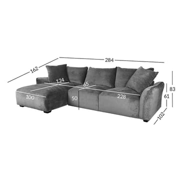 Hjørnesofa Denvi Venstre - Grå - Møbler - Sofaer - Hjørnesofaer - Hjørnesofa med divan