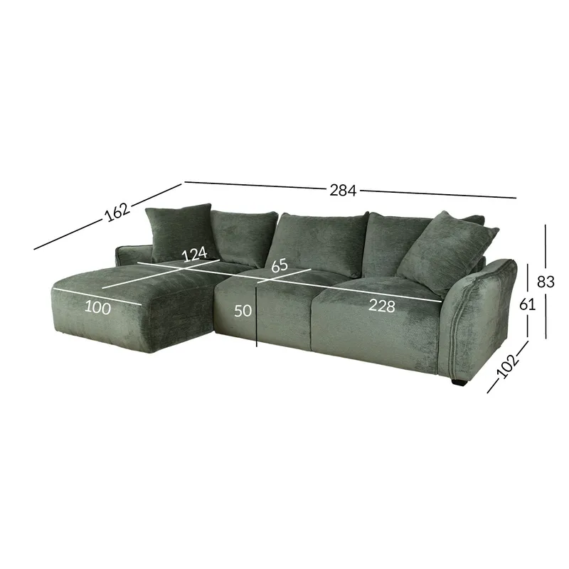 Hjørnesofa Denvi Venstre - mintgrønn - Møbler - Sofaer - Hjørnesofaer - Hjørnesofa med divan