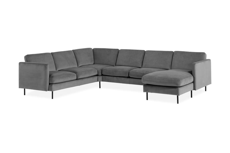 Hjørnesofa Elion med Divan Høyre Fløyel - Lysgrå - Møbler - Sofaer - Hjørnesofaer - Hjørnesofa med divan