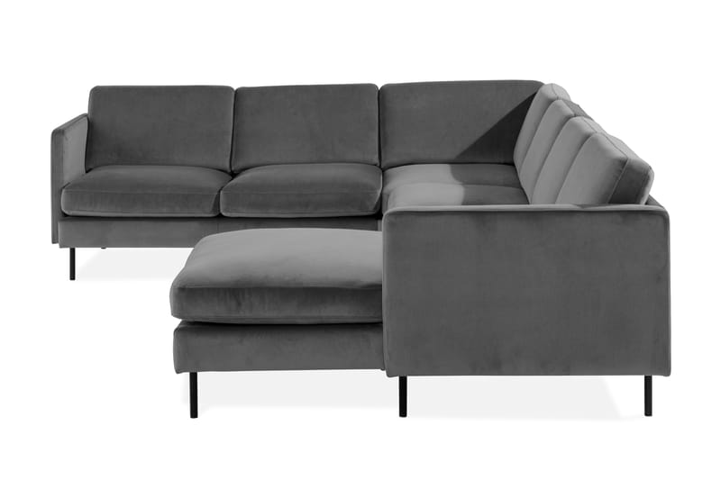 Hjørnesofa Elion med Divan Høyre Fløyel - Lysgrå - Møbler - Sofaer - Hjørnesofaer - Hjørnesofa med divan