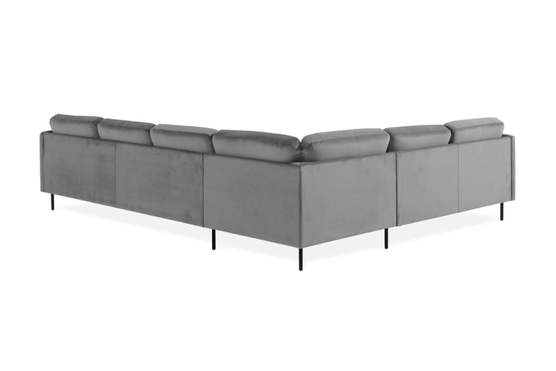 Hjørnesofa Elion med Divan Høyre Fløyel - Lysgrå - Møbler - Sofaer - Hjørnesofaer - Hjørnesofa med divan