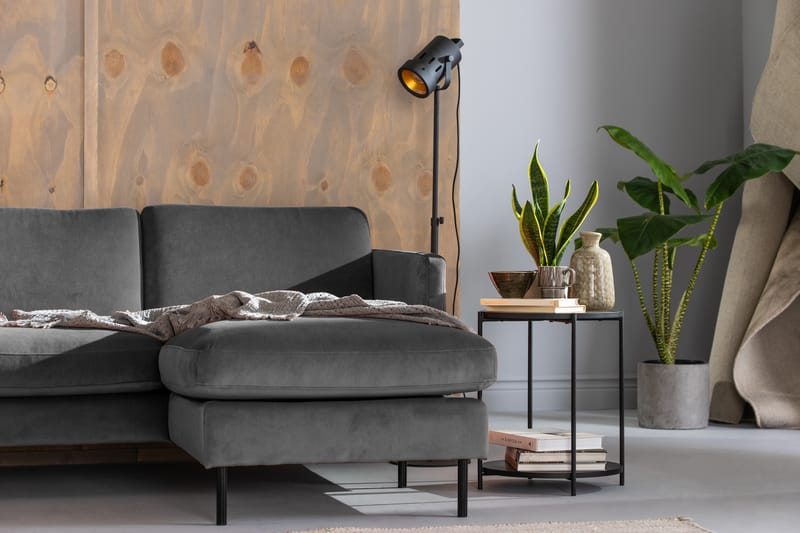 Hjørnesofa Elion med Divan Høyre Fløyel - Lysgrå - Møbler - Sofaer - Hjørnesofaer - Hjørnesofa med divan