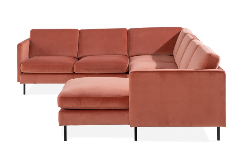 Hjørnesofa Elion med Divan Høyre Fløyel - Rosa - Hjørnesofa med divan - Fløyelssofaer - Hjørnesofaer