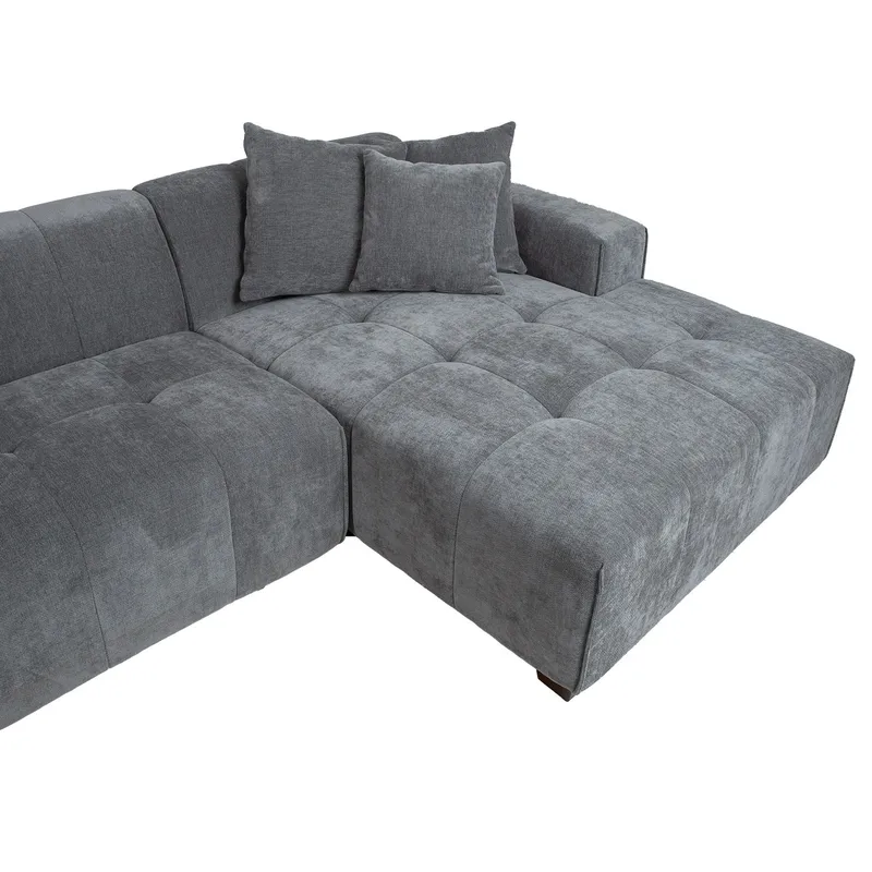 Hjørnesofa Hjelor Høyre - Grå - Møbler - Sofaer - Fløyelssofaer