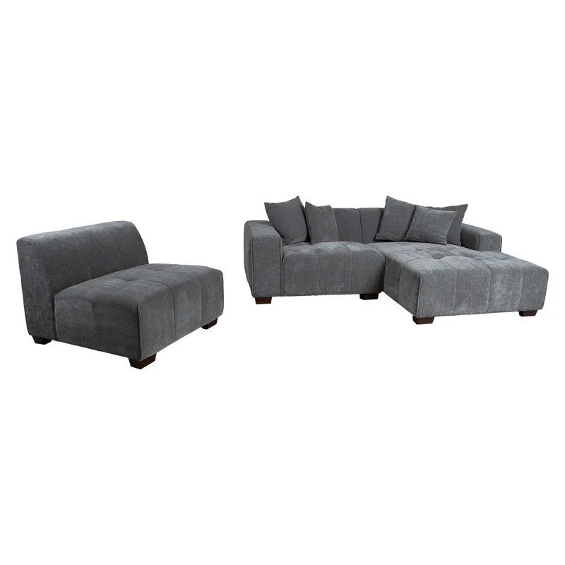 Hjørnesofa Hjelor Høyre - Grå - Møbler - Sofaer - Fløyelssofaer