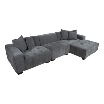 Hjørnesofa Hjelor Høyre - Grå - Møbler - Sofaer - Fløyelssofaer