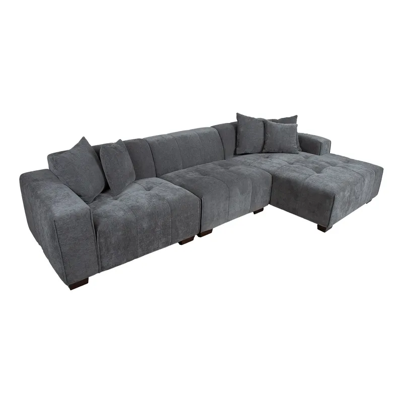 Hjørnesofa Hjelor Høyre - Grå - Møbler - Sofaer - Fløyelssofaer