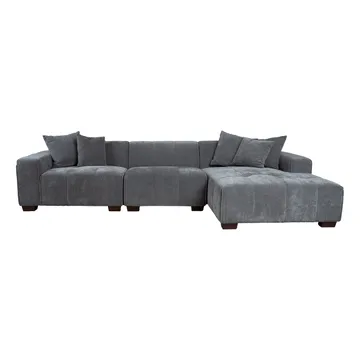 Hjørnesofa Hjelor Høyre - Grå - Møbler - Sofaer - Fløyelssofaer