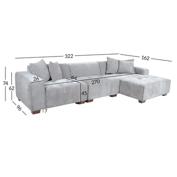 Hjørnesofa Hjelor Høyre - Lys grå - Møbler - Sofaer - Hjørnesofaer - Hjørnesofa med divan
