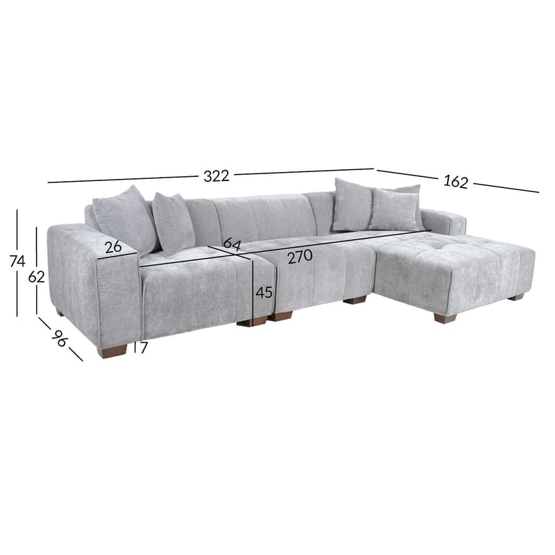 Hjørnesofa Hjelor Høyre - Lys grå - Møbler - Sofaer - Hjørnesofaer - Hjørnesofa med divan