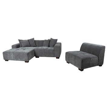 Hjørnesofa Hjelor Venstre - Grå - Møbler - Sofaer - Hjørnesofaer - Hjørnesofa med divan