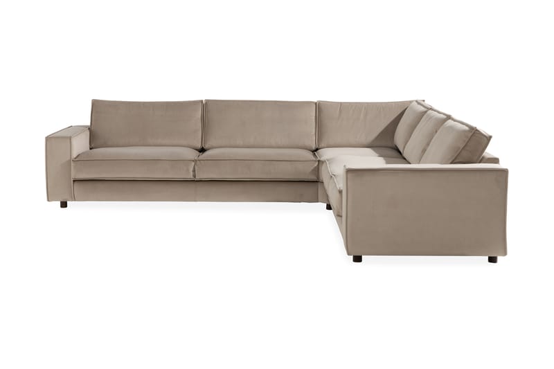 Hjørnesofa Leonora Large Fløyel - Beige - Fløyelssofaer - Hjørnesofaer