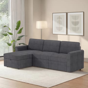 Hjørnesofa Loft24 Nordhus Antrasittgrå Kordfløyel - Antrasitt - Møbler - Sofaer - Hjørnesofaer - Hjørnesofa med divan