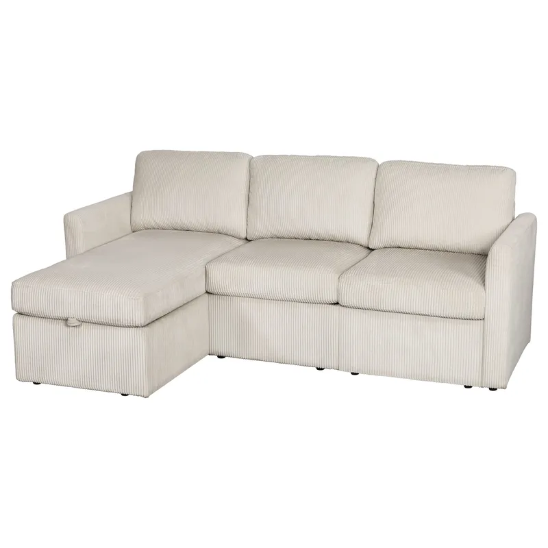 Hjørnesofa Loft24 Nordhus Krem Kordfløyel - Kremfarget - Møbler - Sofaer - Hjørnesofaer - Hjørnesofa med divan